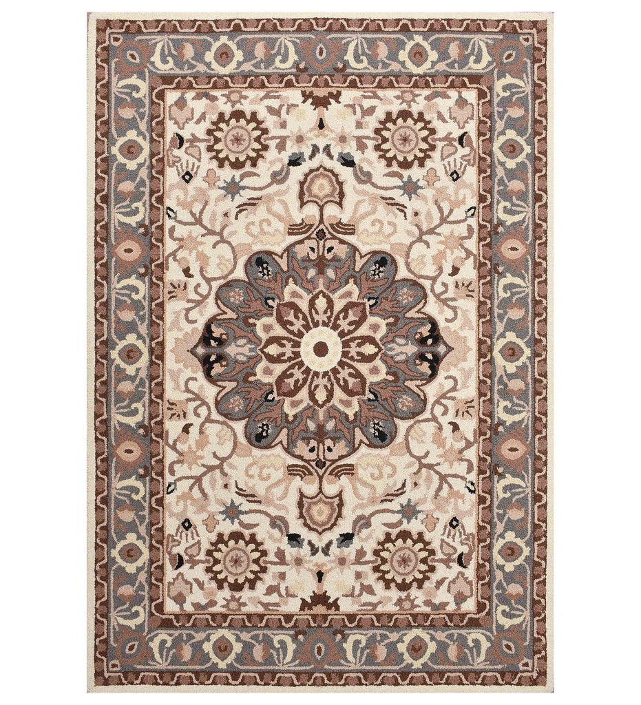 Beige Traditional Hand Tufted Wool Carpet