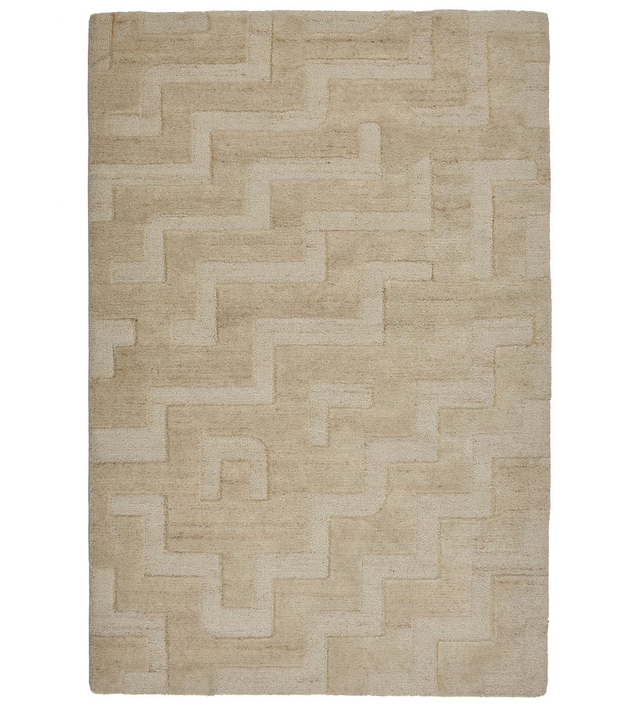 Beige Texture Hand Tufted Wool Carpet