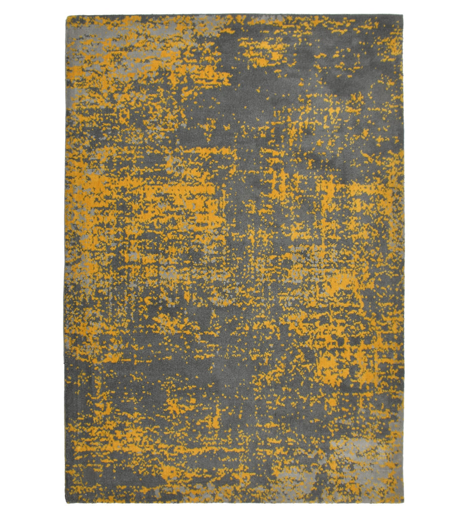 Yellow Abstract Machine Made Polyester Carpet