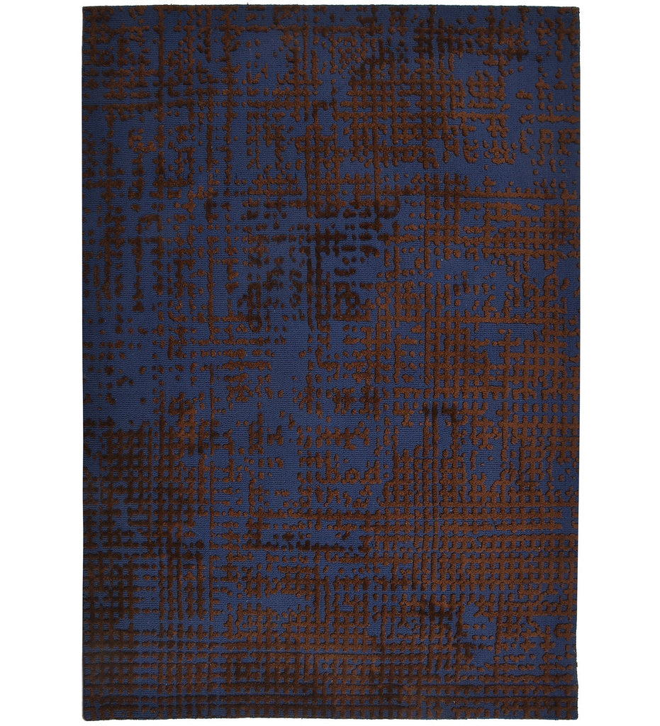 Blue Abstract Machine Made Polyester Carpet