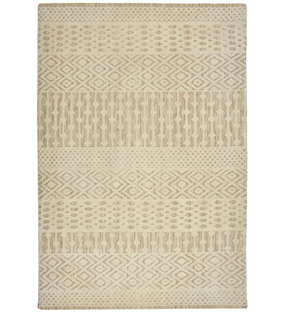 Beige Abstract Machine Made Polyester Carpet