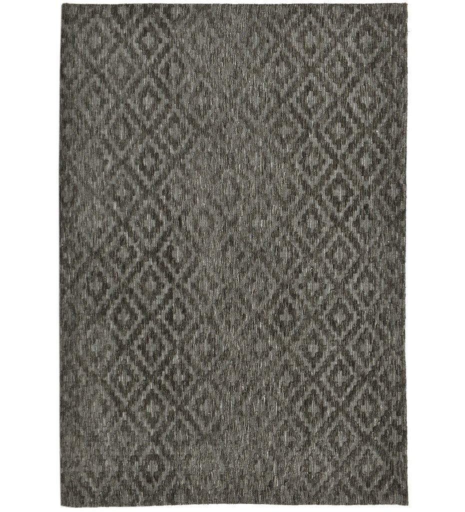 Grey Geometric Machine Made Polyester Carpet