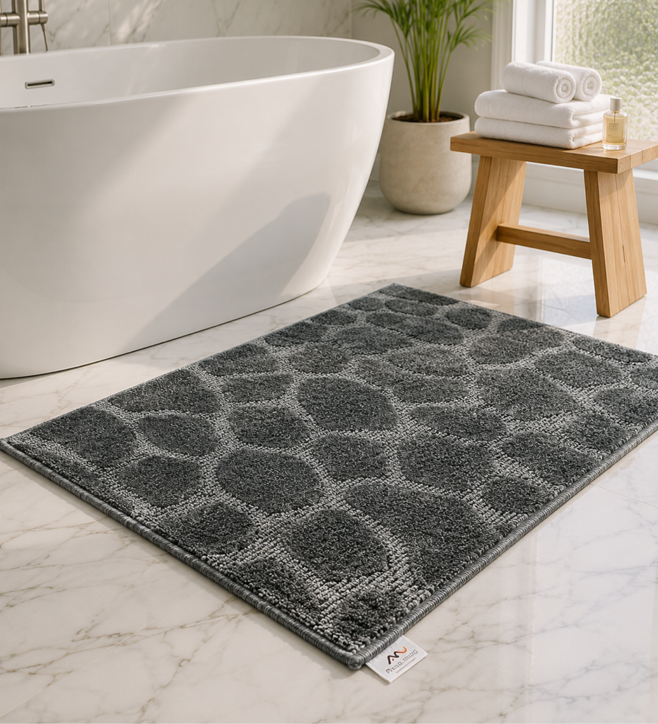 Grey Pebbles Machine Washable Bathmat
