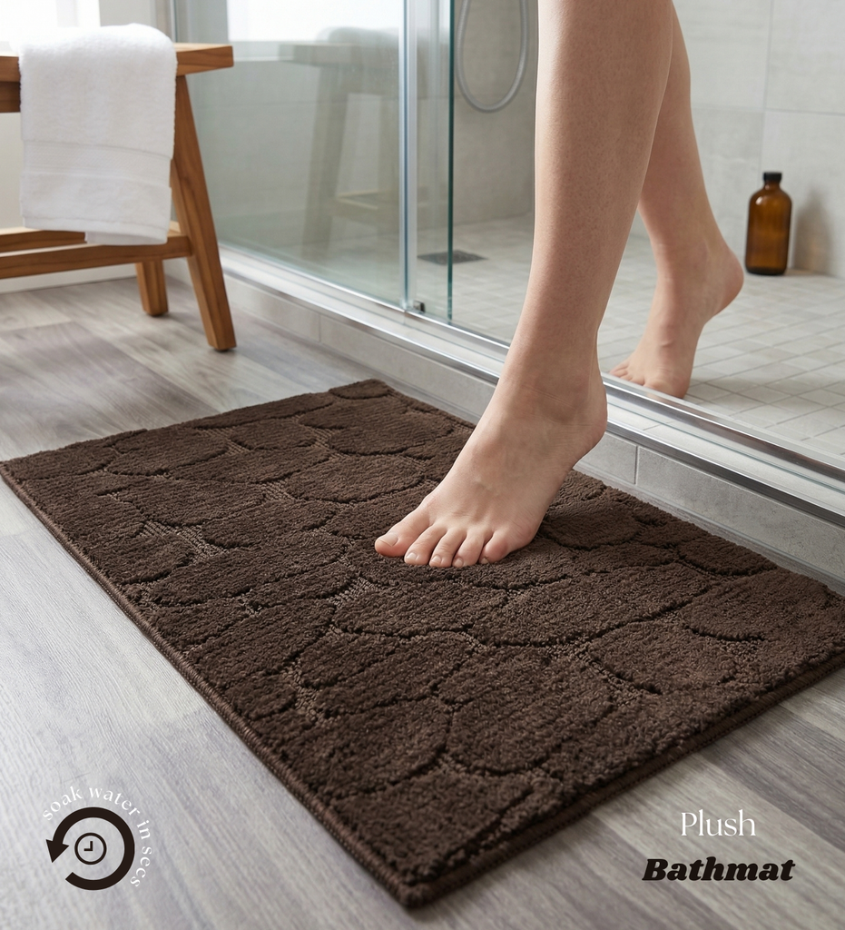 Brown Pebbles Machine Washable Bathmat