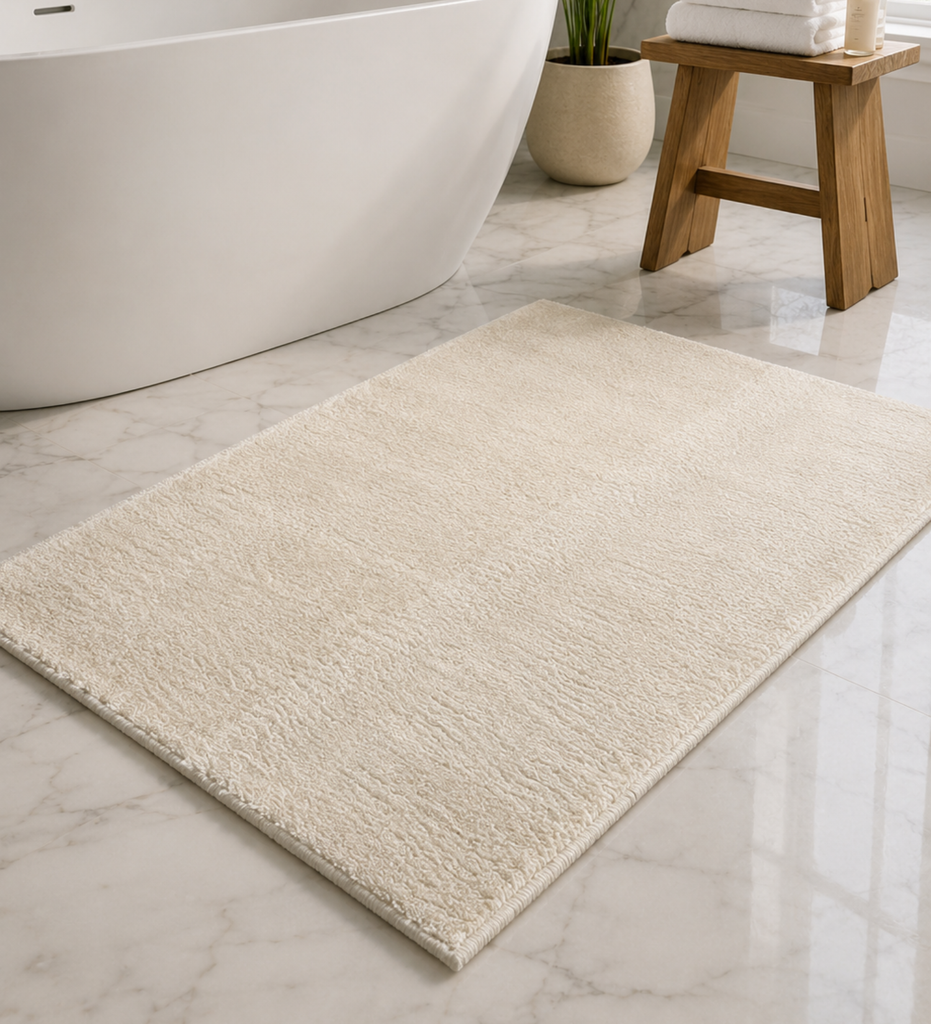 Ivory Solid Machine Washable Bathmat