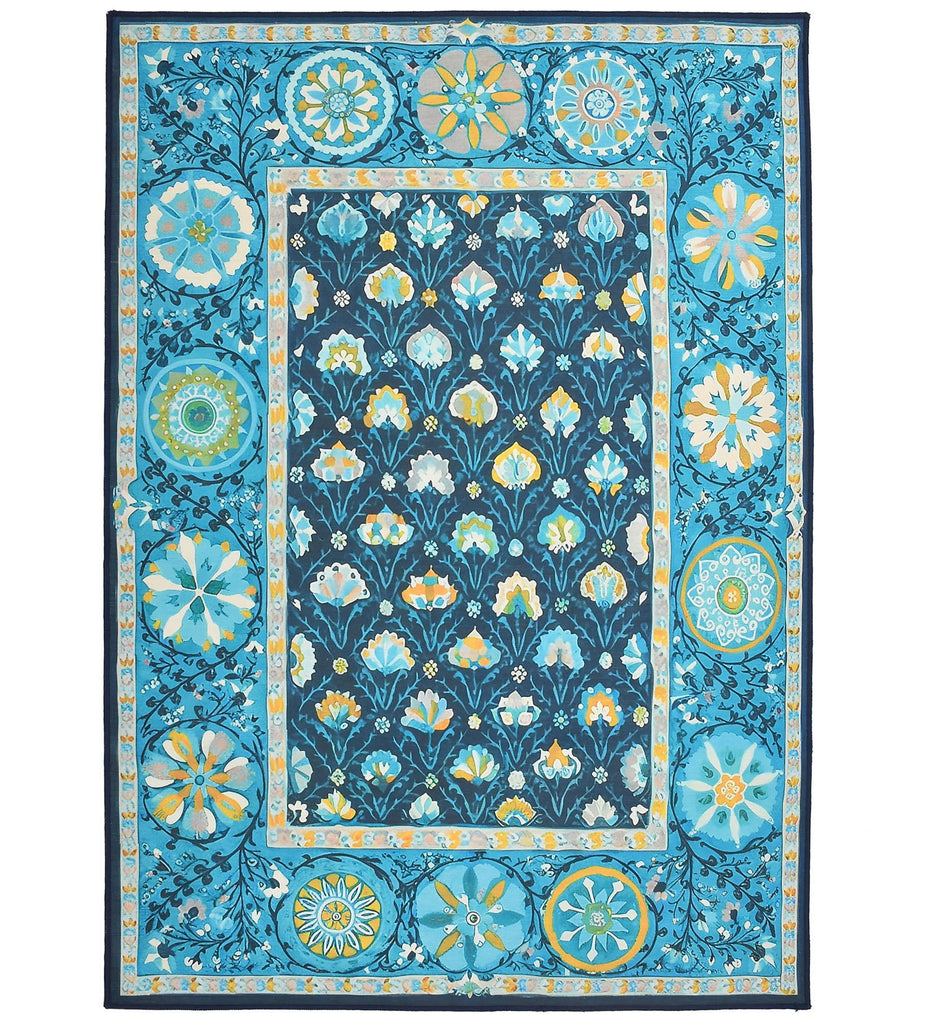 Blue Traditional Machine Washable Rug