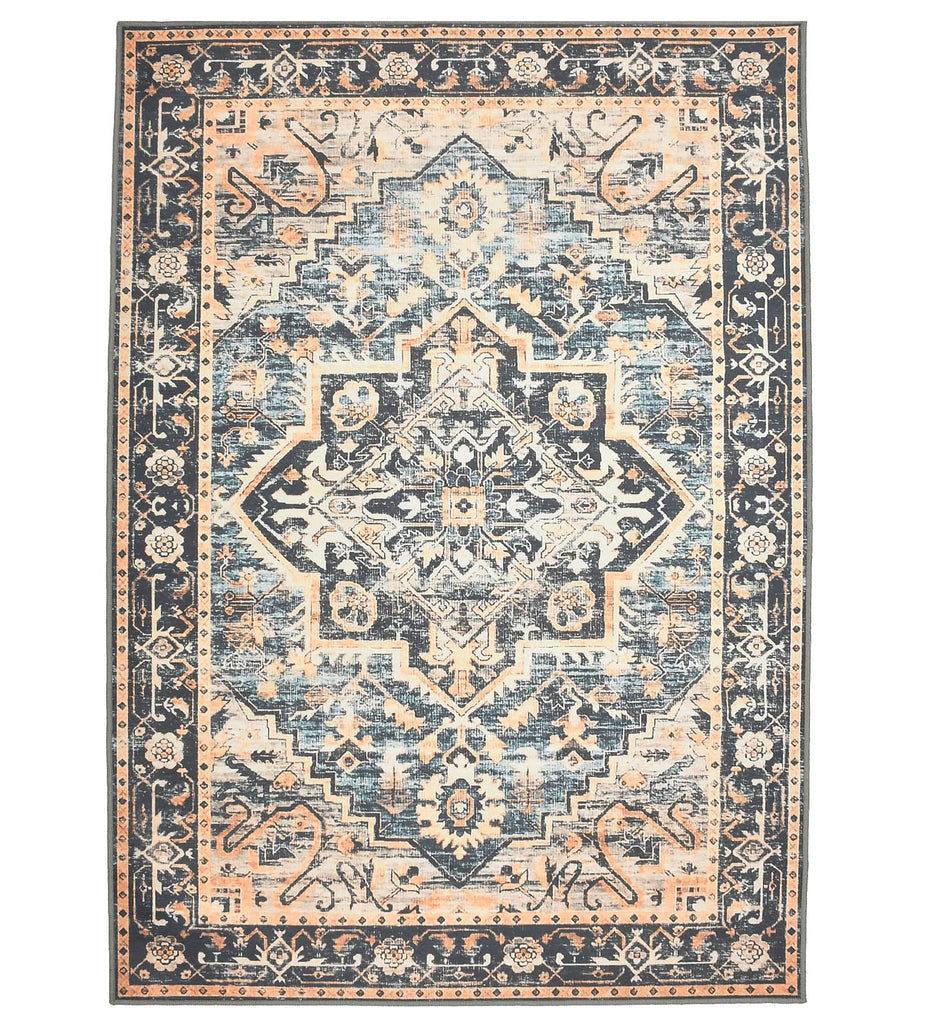 Grey Traditional Machine Washable Rug