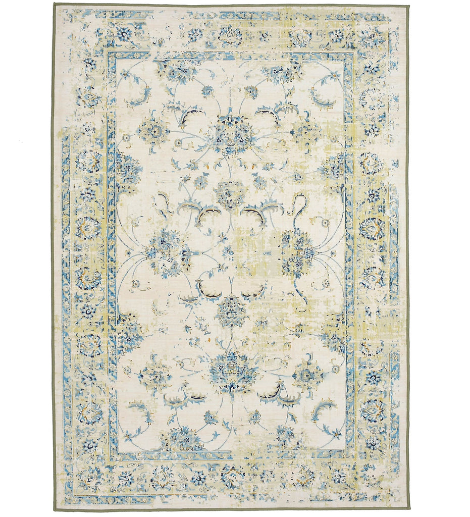 Green Traditional Machine Washable Rug