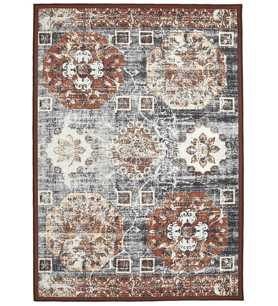 Brown Traditional Machine Washable Rug