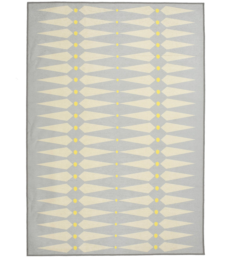 Grey Geometric Machine Washable Rug