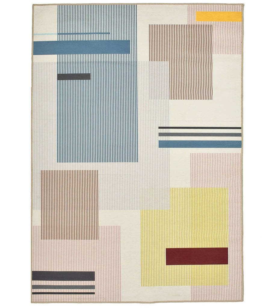 Ivory Geometric Machine Washable Rug