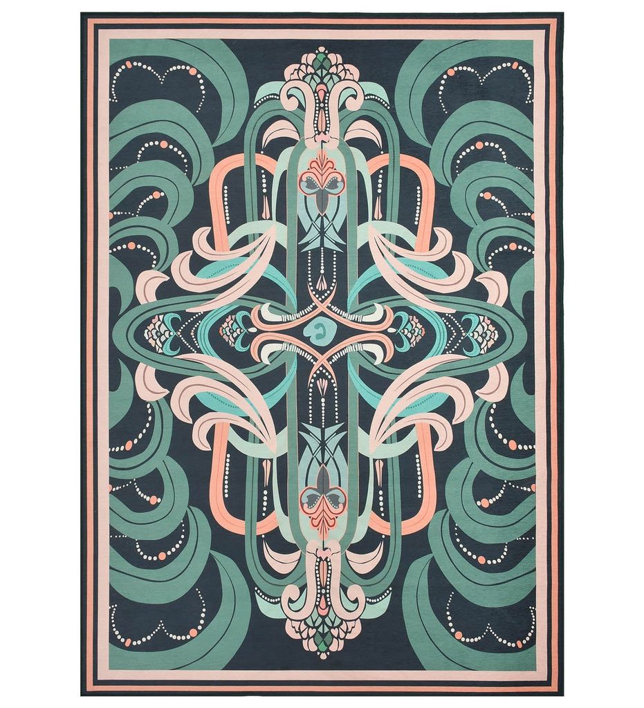 Multicolor  Abstract Machine Washable Rug