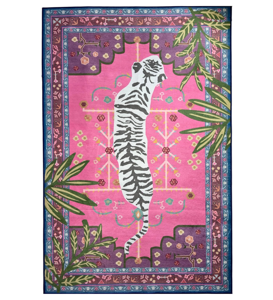 White Tiger inspired Machine Washable Rug