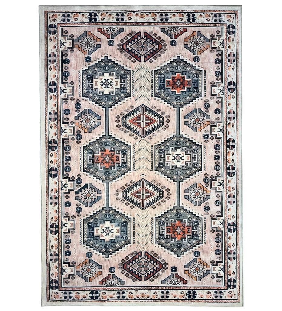 Beige Tranditional Machine Washable Rug