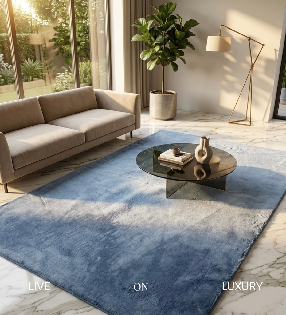 Ice Blue Ultra Soft Fur Rug