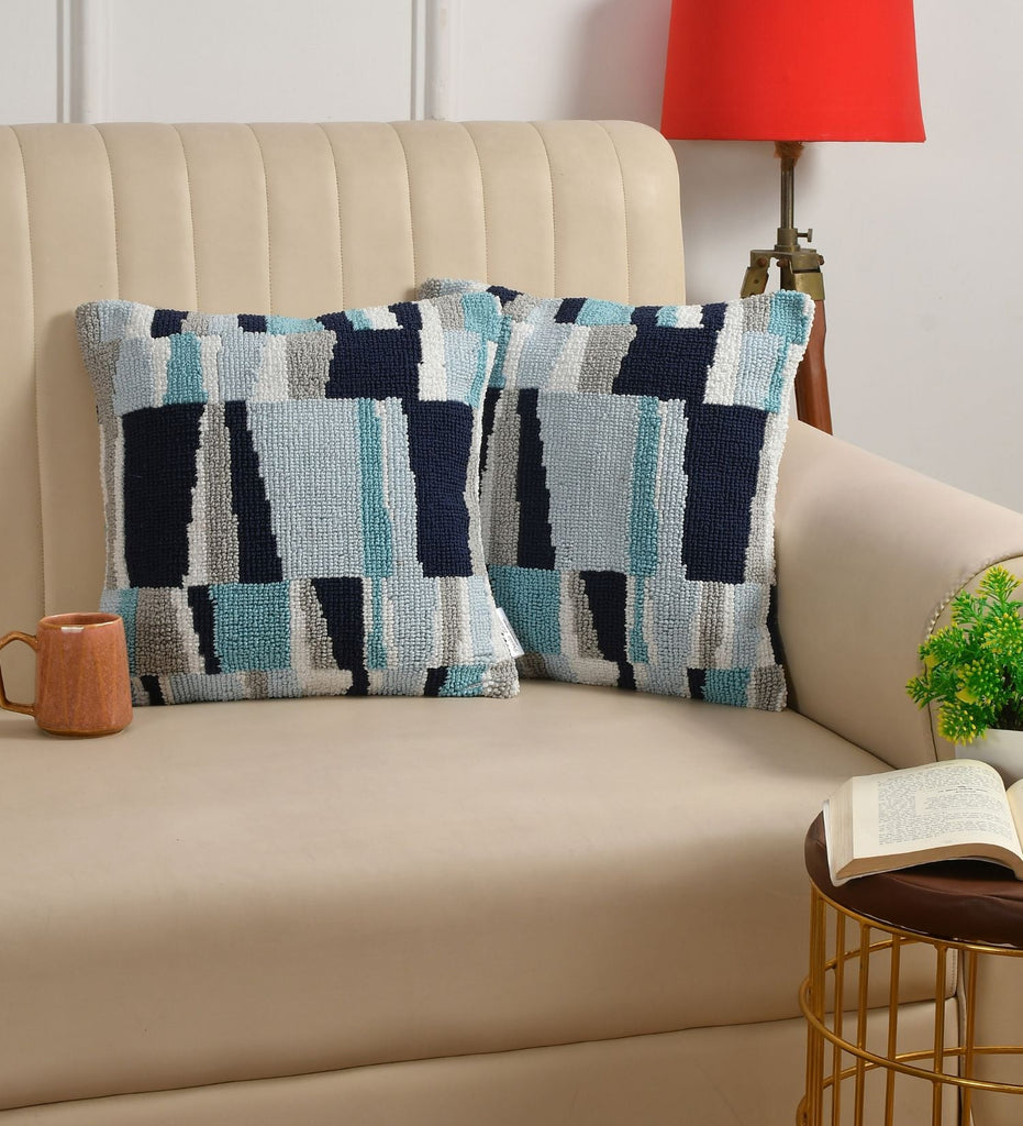 Blue Geometric Cushion Cover