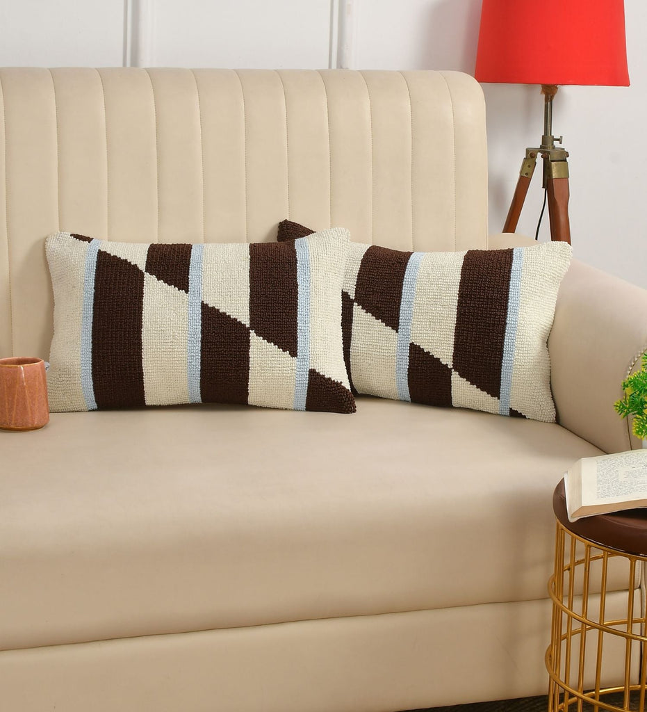 Ivory Geometric Pillow Cover