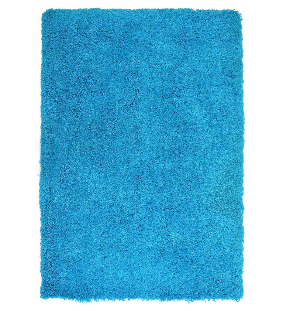 Blue Solid Anti skid Shaggy Carpet