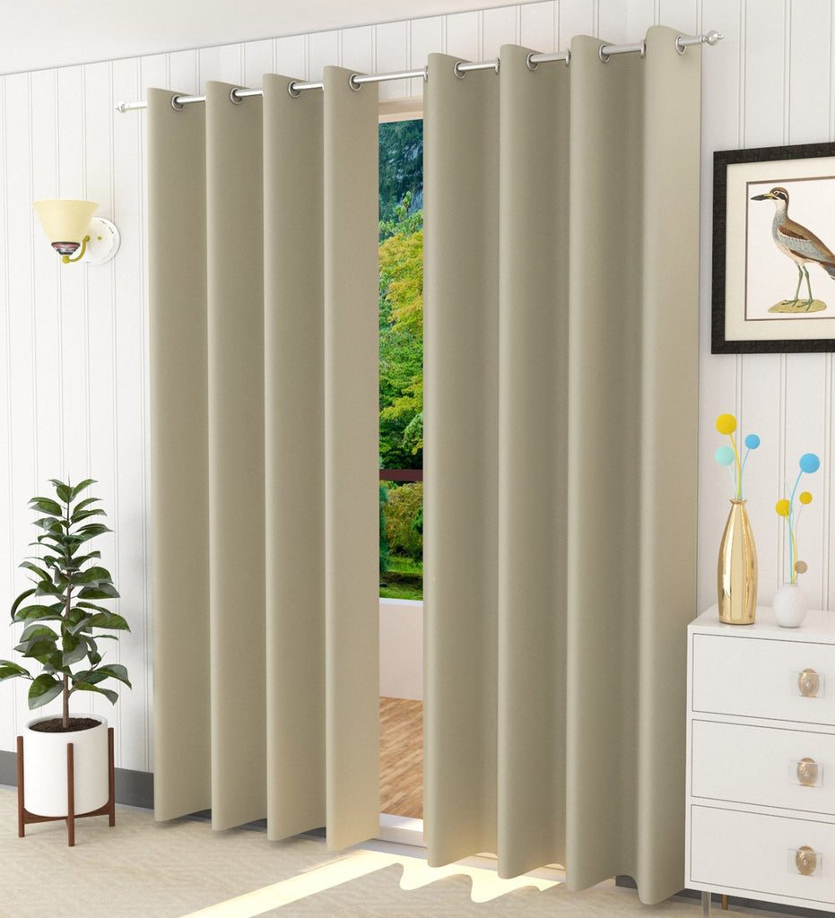 Grey Solid Blackout Curtain - Set of 2