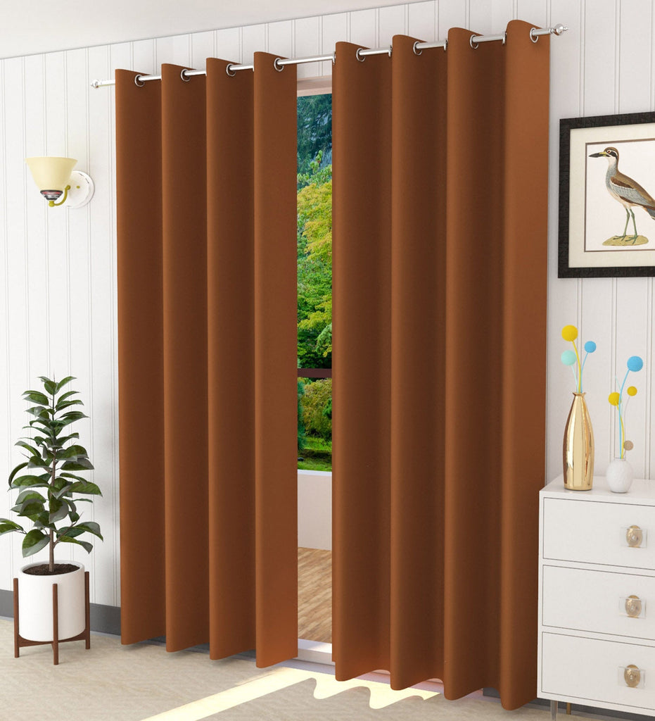 Rust Solid Blackout Curtain - Set of 2