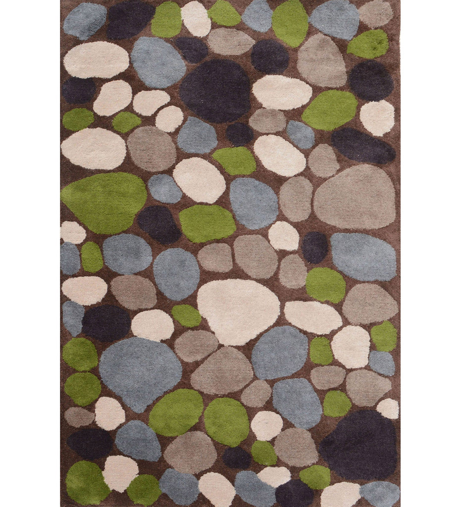 Green Hand Tufted Stones Wool Carpet