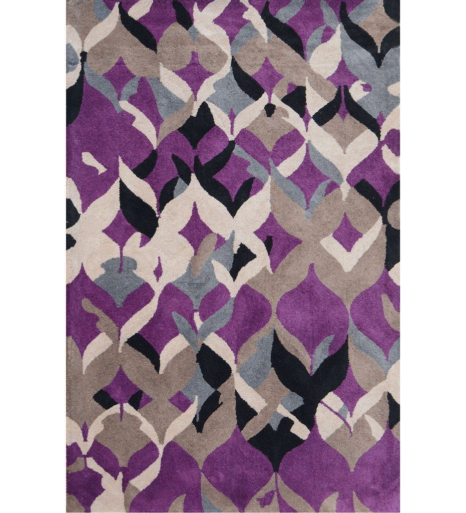 Purple Hand Tufted Floral Wool Carpet