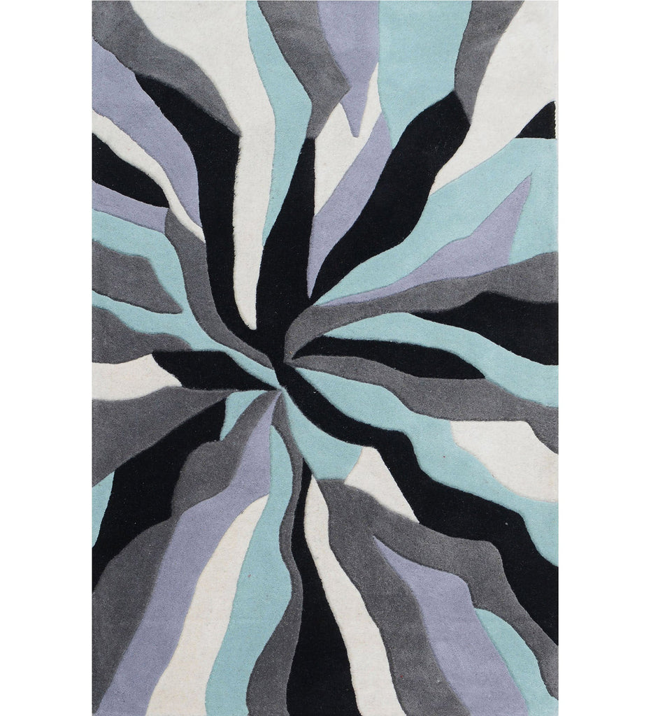 Black Hand Tufted Abstract Wool Carpet