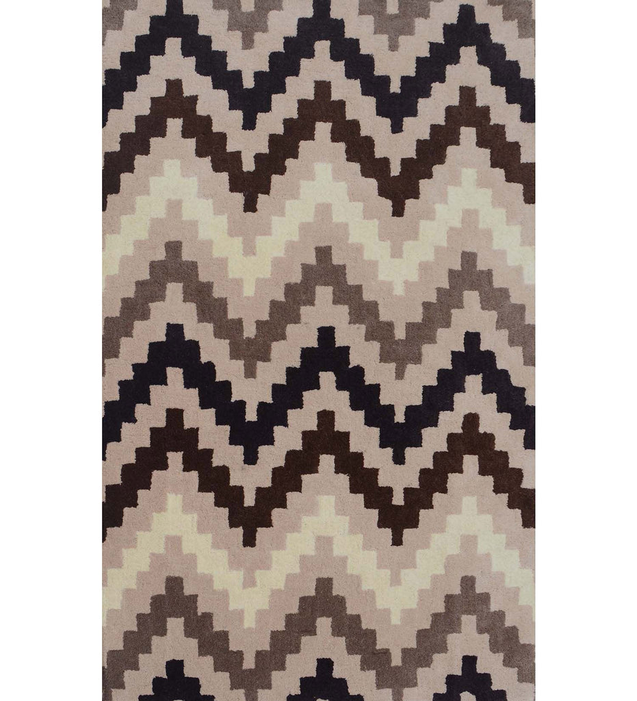 Brown Hand Tufted Geometric Wool Carpet