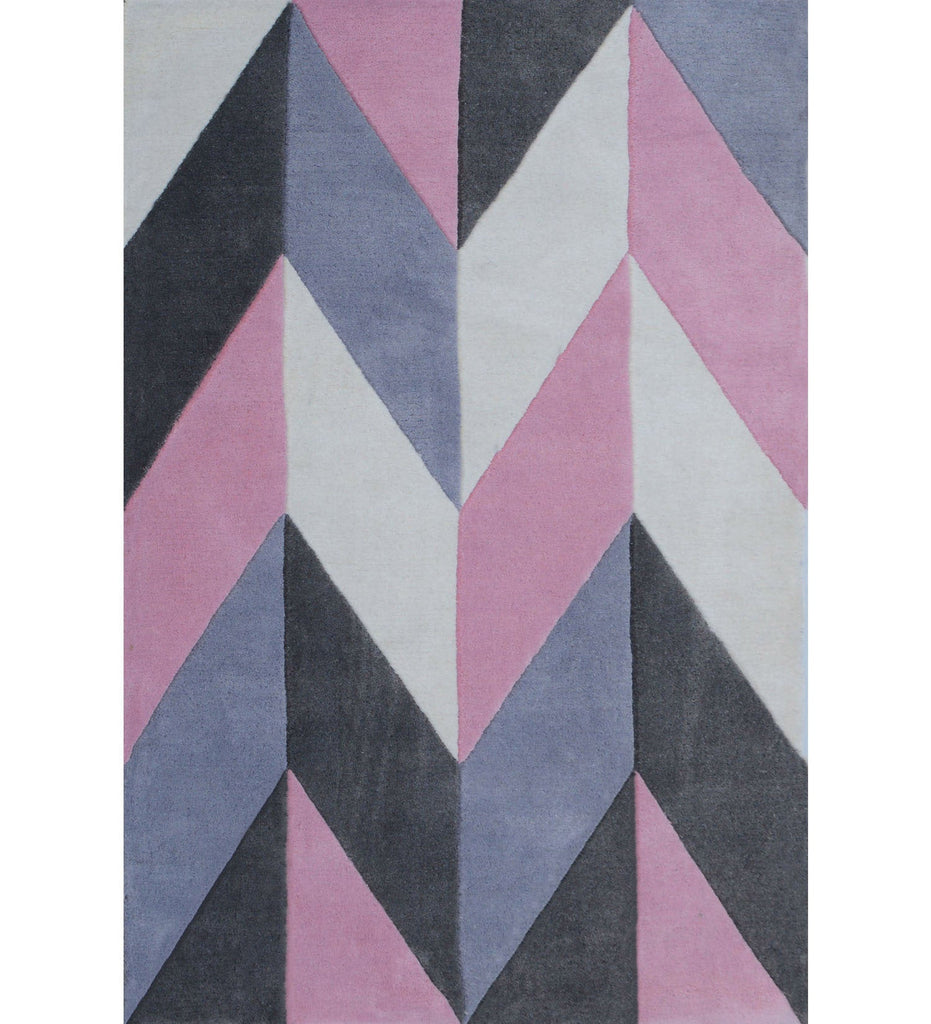 Pink Hand Tufted Geometric Wool Carpet