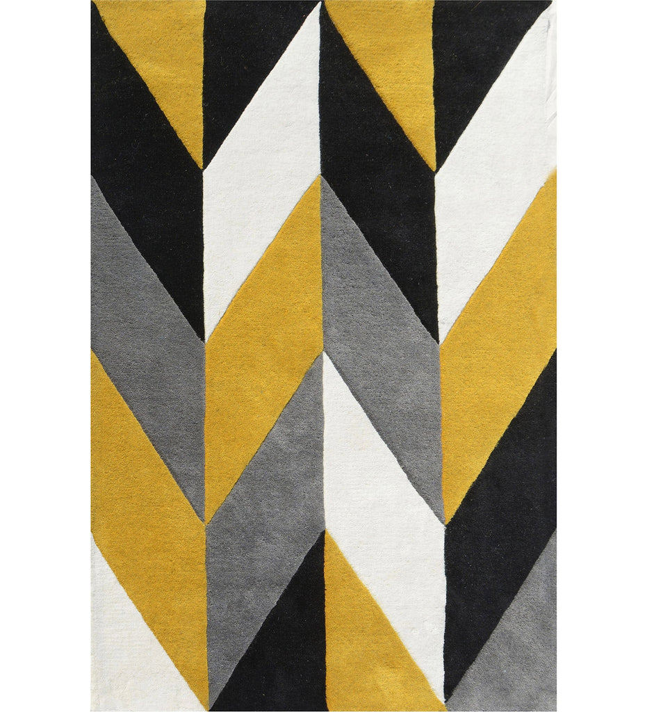 Yellow Hand Tufted Geometric Wool Carpet