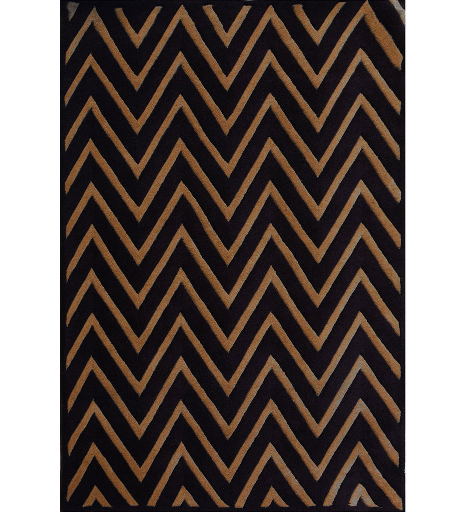 Brown Hand Tufted Chevron Wool Carpet