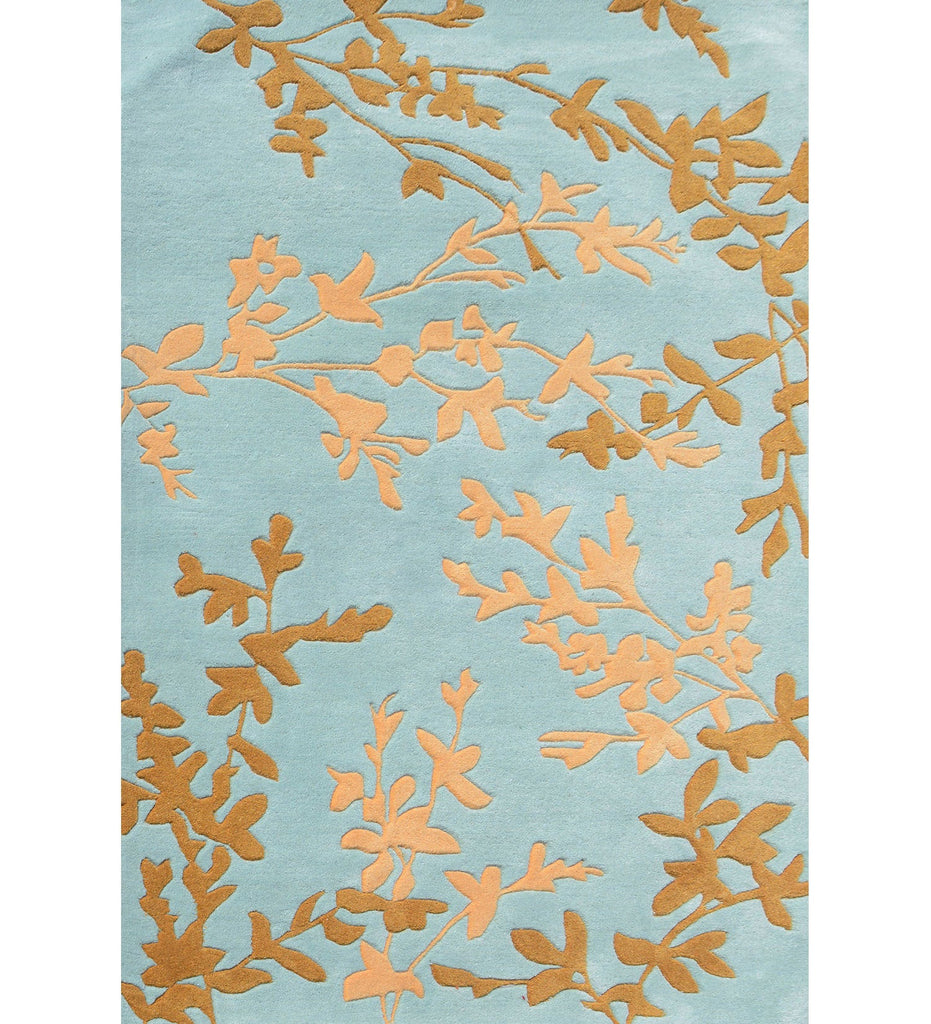 Sky Blue Hand Tufted Floral Wool Carpet