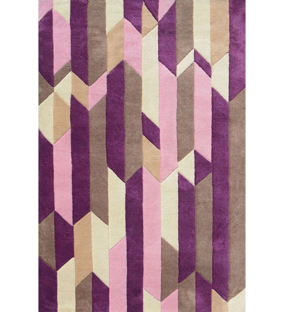 Purple Hand Tufted Geometric Wool Carpet