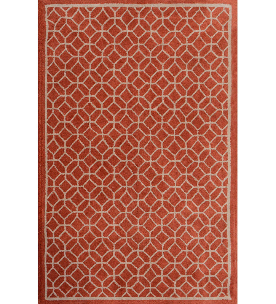 Orange Hand Tufted Abstract Wool Carpet