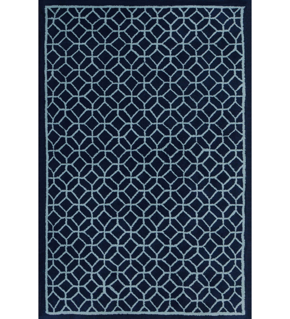 Blue Hand Tufted Abstract Wool Carpet