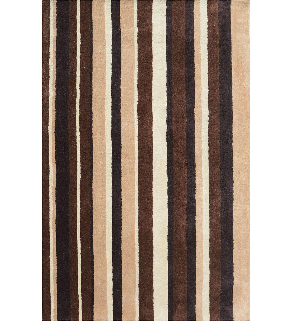 Brown Hand Tufted Stripes Wool Carpet