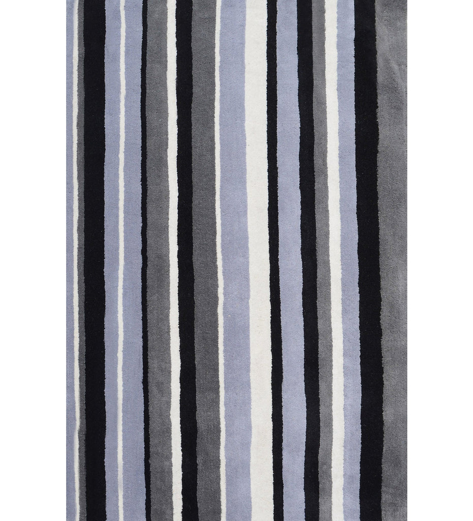 Black Hand Tufted Stripes Wool Carpet
