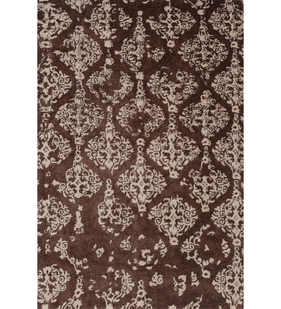 Brown Hand Tufted Damask Wool Carpet
