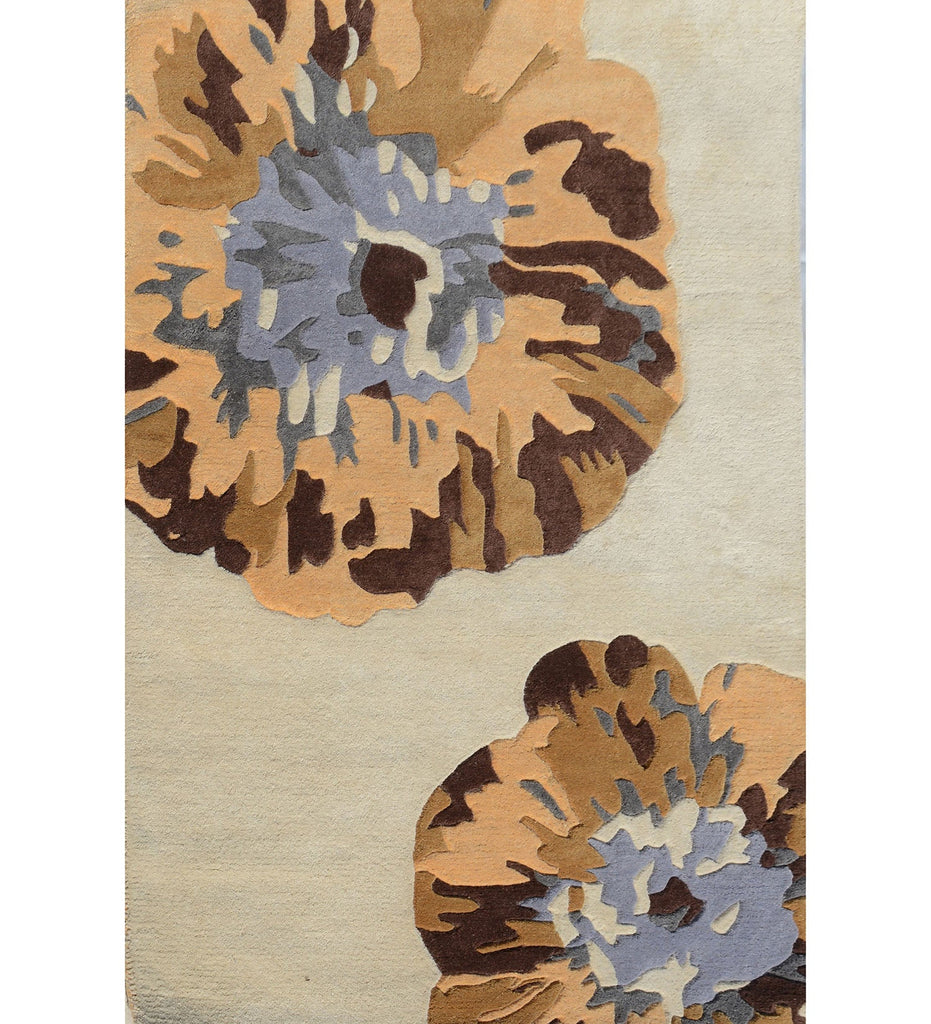 Cream Hand Tufted Floral Wool Carpet