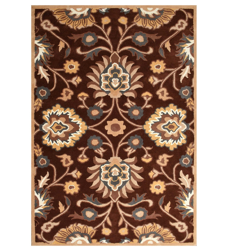 Brown Traditional Hand Tufted Wool Carpet
