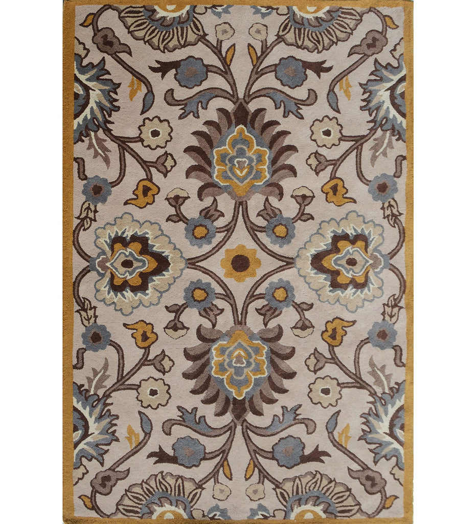 Beige Hand Tufted Traditional Wool Carpet