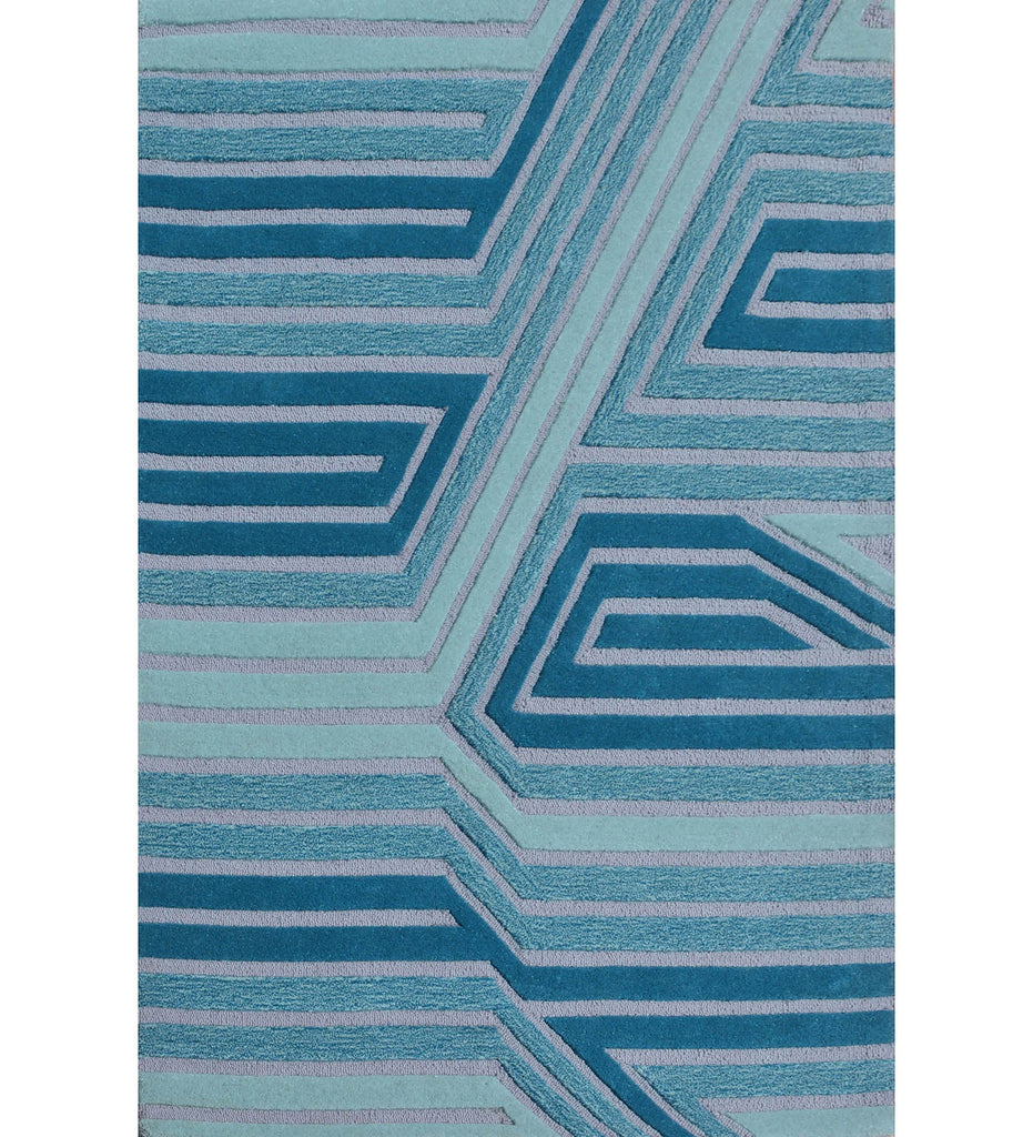 Blue Hand Tufted Abstract Wool Carpet