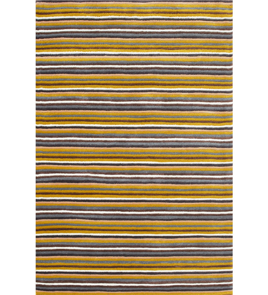 Yellow Hand Tufted Stripe Wool Carpet