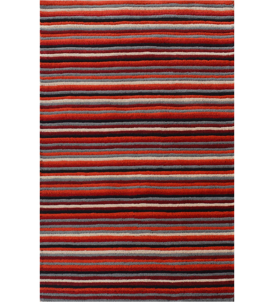 Orange Hand Tufted Stripe Wool Carpet