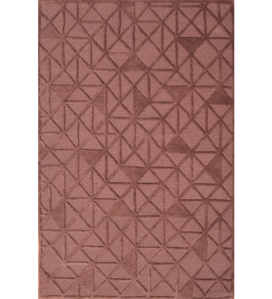 BrownHand Tufted Geometric Wool Carpet