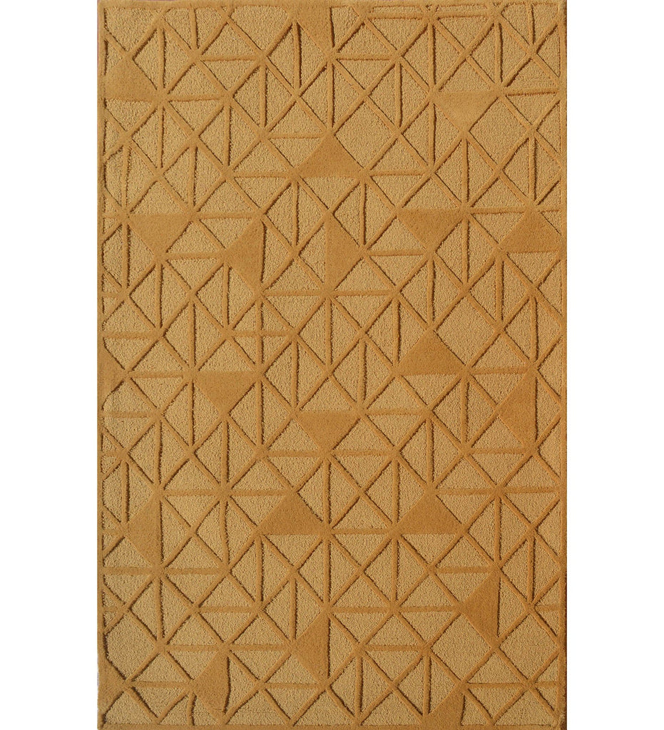 Gold Hand Tufted Geometric Wool Carpet