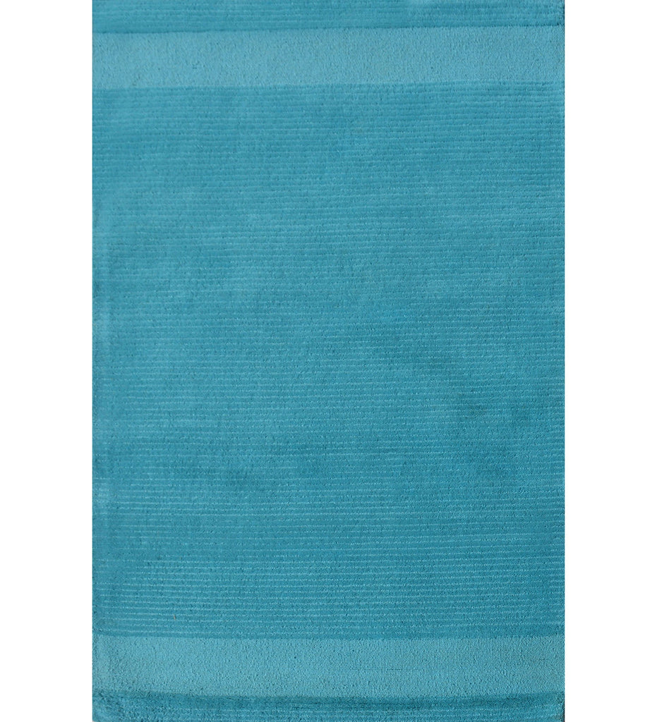 Blue Hand Tufted Stripe Wool Carpet
