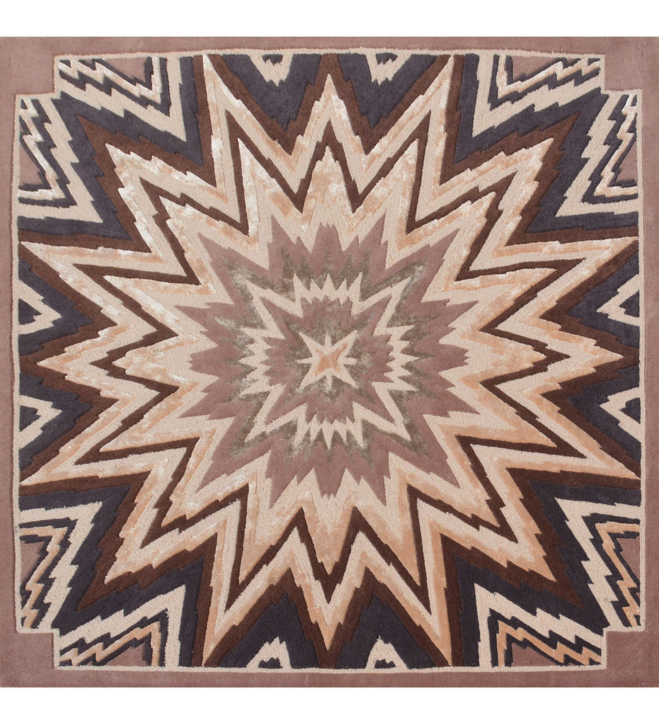 Brown Hand Tufted Geometric Wool Carpet