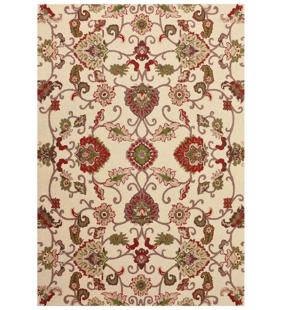 Cream Traditional Hand Tufted Wool Carpet