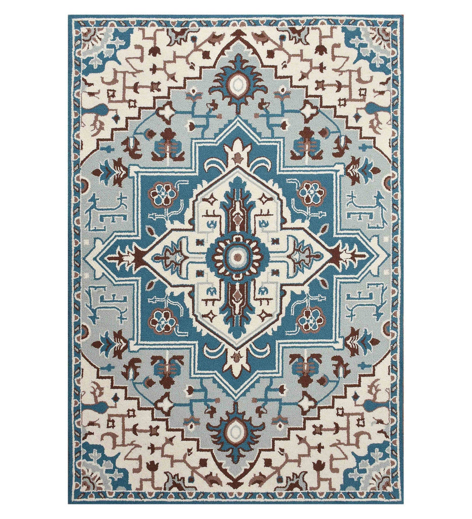 Blue Traditional Hand Tufted Wool Carpet